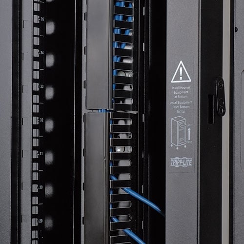 Tripp Lite SmartRack 6-ft Vertical Cable Manager, Double Finger Duct with Cover & Toolless Mounting Tripp Lite SmartRack 6-ft Vertical Cable Manager, Double Finger Duct with Cover & Toolless Mounting
