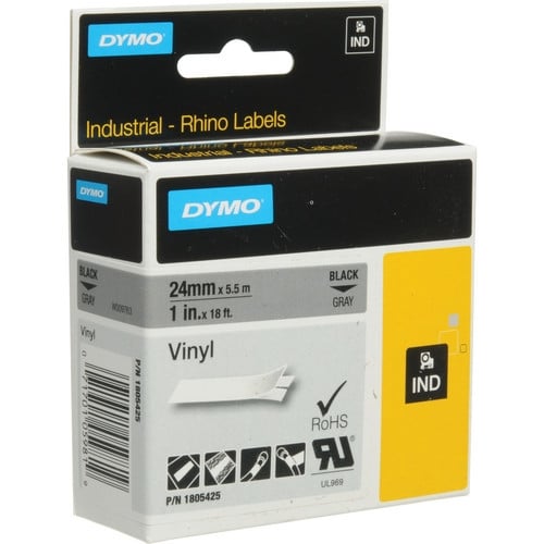 Dymo Rhino 1.0" Gray Vinyl Labels (White Print)