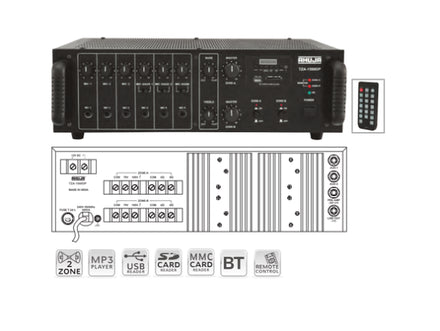 Ahuja TZA1500DP, w/ USB, 6-Microphone & 2-Aux Input, PA Amplifier