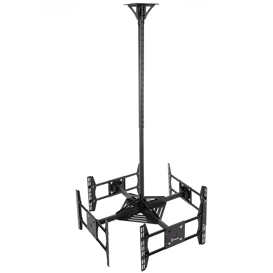 Prestigio ONKRON Ceiling TV Mount Bracket Height Adjustable for two 32 to 55 Inch LED LCD TVs, Black - CPRO2L-4