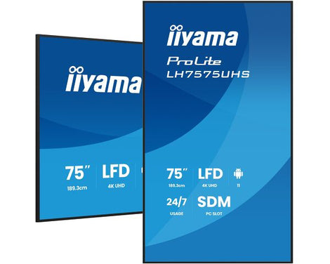 75" 4K UHD Professional Digital Signage 24/7 display featuring Android OS, FailOver and Intel® SDM slot – ProLite LH7575UHS-B2AG