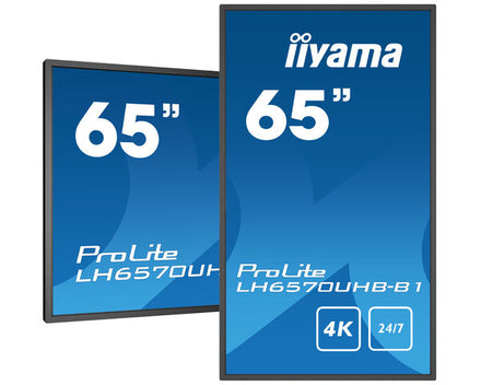 65” Professional Digital Signage display with 24/7, 4K UHD and 700cd/m² high brightness performance – ProLite LH6570UHB-B1
