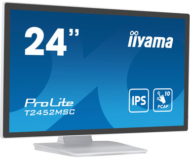 Iiyama 23.8” PCAP 10pt touchscreen monitor featuring IPS panel technology, Edge-to-Edge glass design and anti fingerprint coating
