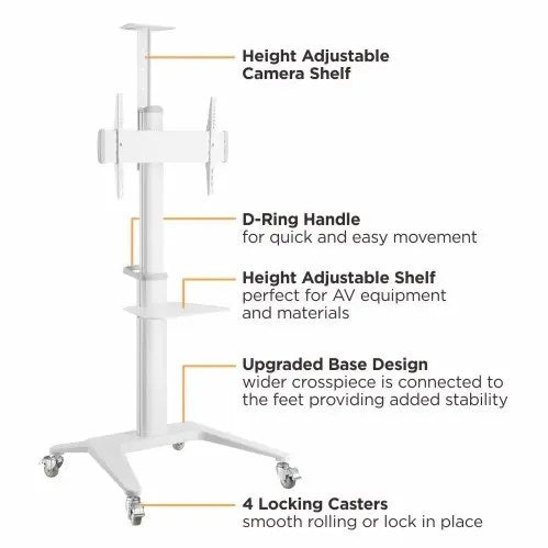VSYS Ultra-Modern Aluminum TV Cart (Landscape/Portrait Orientation)