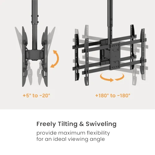 VSYS Back-to-Back Dual Screen Heavy-Duty TV Ceiling Mount (Long)