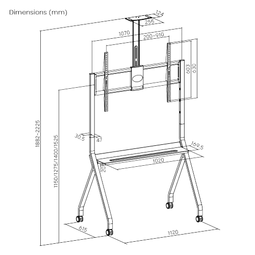 VSYS Cost-Effective Heavy Duty TV Cart