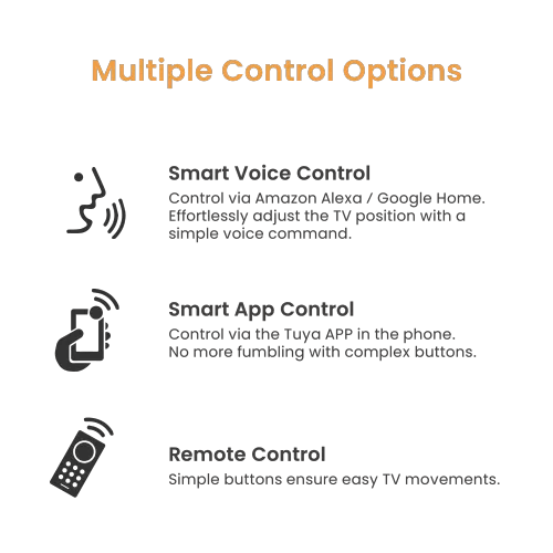 VSYS Large Smart Electric TV Ceiling Mount with Swivel Design & Double Stud Installation Option