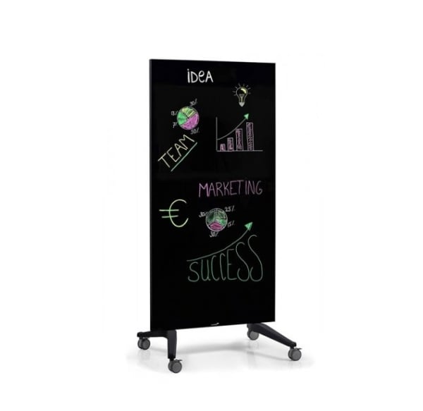 Legamaster 7-105200 90 x 175 cm Mobile Glassboard- Black