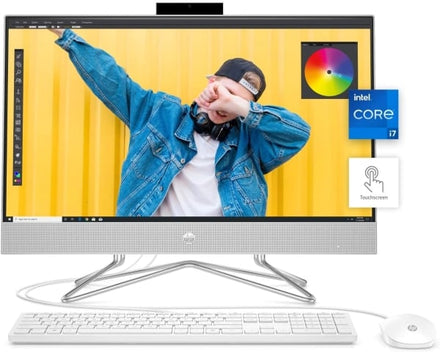 HP 24 All-in-One PC (Intel Core i71165G7 Processor 11th Gen, 16 GB RAM, 512 GB SSD, Full HD 23.8” Touchscreen, Win10 Home, Wireless Mouse & Keyboard)