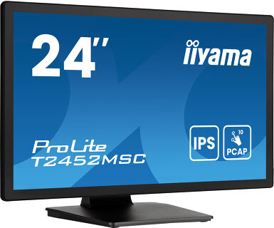 Iiyama 23.8” PCAP 10pt touchscreen monitor featuring IPS panel technology, Edge-to-Edge glass design and anti Anti Glare coating