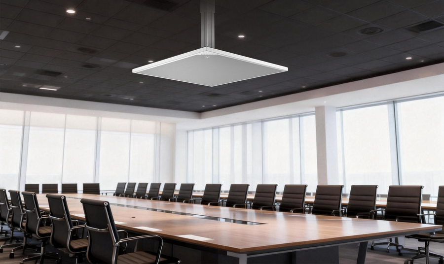 AISPEECH MCS06 all-in-one ceiling mic-speaker, white suspended unit