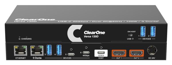 ClearOne Versa 120D Audio and USB-C Docking for Hybrid Meeting Seamless Dante