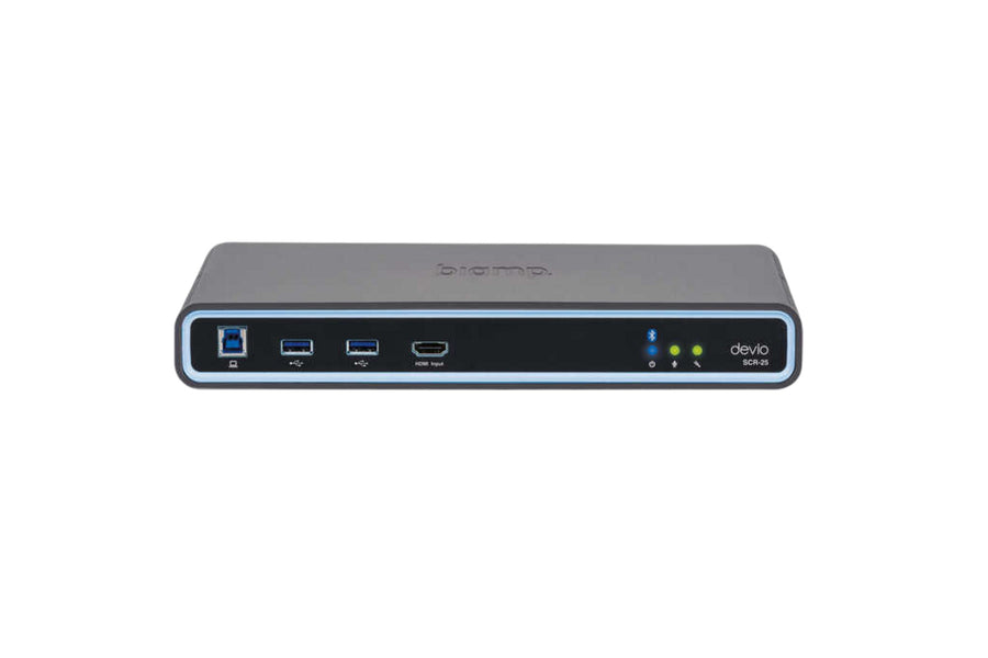 Biamp Devio SCR-25TX conferencing hub with Parlé TTM-XEX tabletop microphone