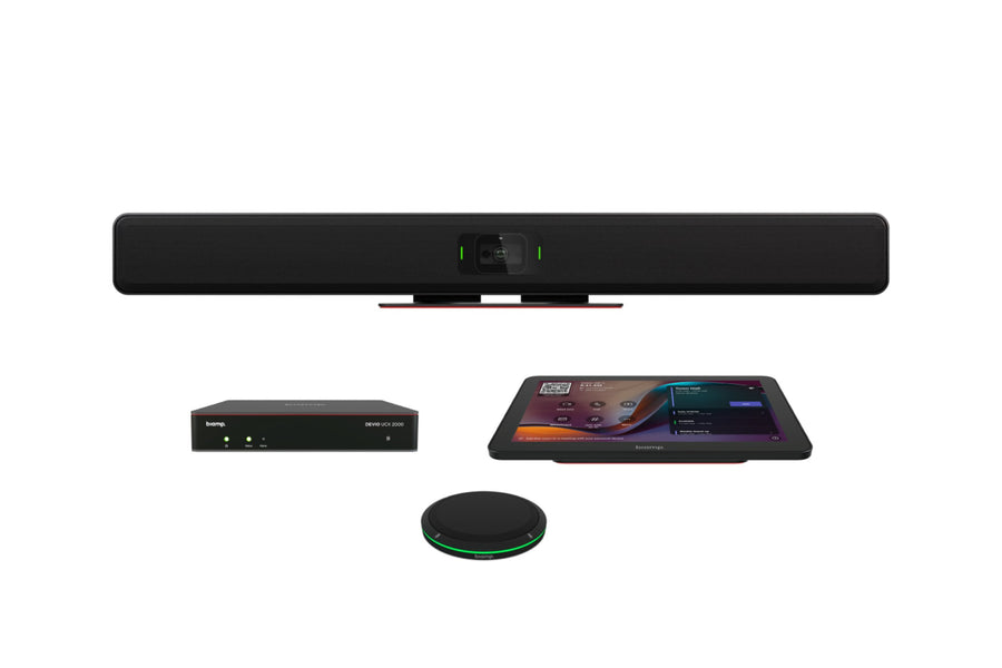 Biamp Devio MRB-UCX2000T-VBC2800-DCMX video bar and ceiling microphone bundle