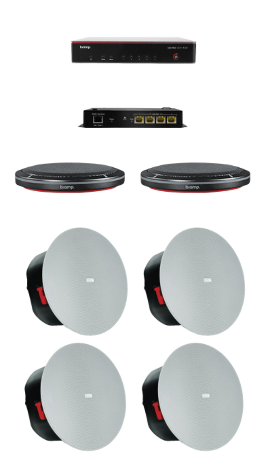 Biamp MRB-L-SCX400-T room bundle with Parlé TTM-X table microphone and Devio SCX 400 hub