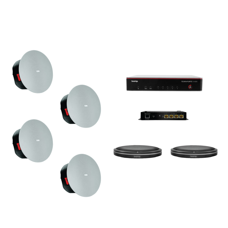 Biamp MRB-L-X400-T-CIC6 meeting room bundle with TesiraFORTÉ X 400 DSP and table microphone