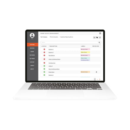 Biamp SageVue asset management software dashboard, model 900.0103
