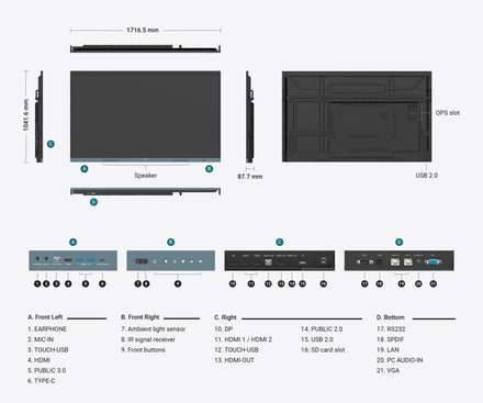 BenQ Board Essential RE7504 75-inch 4K interactive flat panel
