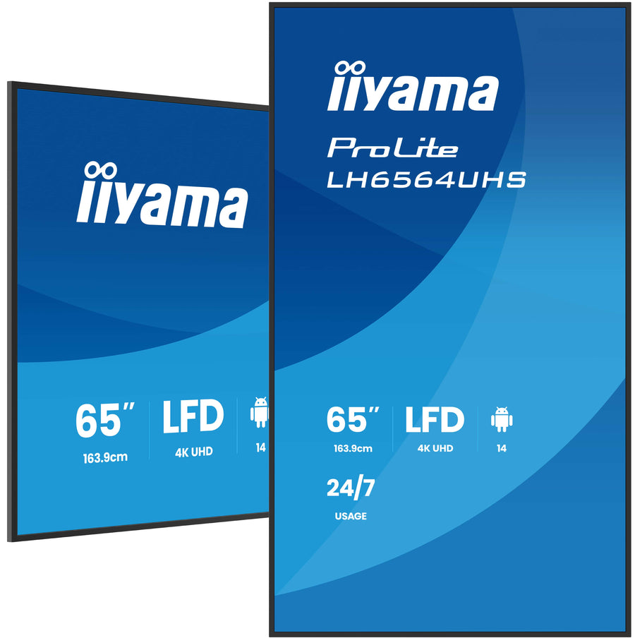 IIYAMA 65" 4K UHD Most powerful professional digital signage display with advanced control and connectivity options – ProLite LH6564UHS-B1AG