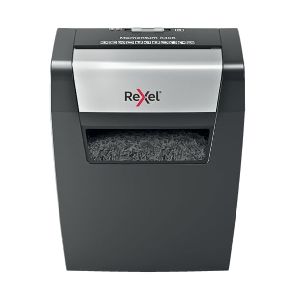 Rexel Momentum X406 6 Sheet 80 gsm P-4 Noise Free Cross Cut Shredder