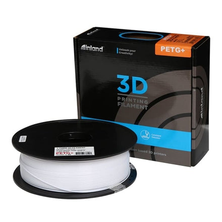 Inland 1.75mm PETG+ 3D Printer Filament Solid White