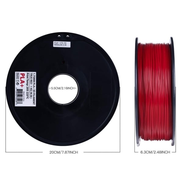 Inland 1.75mm Black PLA 3D Printer Filament Fire Engine Red