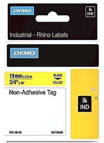 Dymo Rhino S0718430 19mm Yellow Non Adhesive Tag