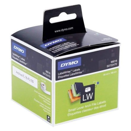 Dymo S0722470 Small Lever Arch File Labels 38mm x 190mm - Black on White