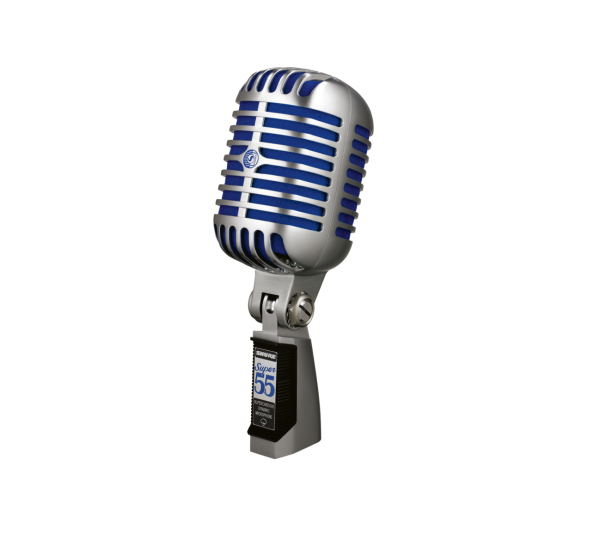 Shure Super 55 Supercardioid Dynamic Microphone (Silver with Blue Foam)