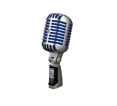 Shure Super 55 Supercardioid Dynamic Microphone (Silver with Blue Foam)