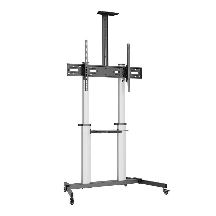 VSYS VFS44-610TW large-format aluminium TV cart, angled view