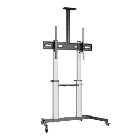 VSYS VFS44-610TW large-format aluminium TV cart, angled view
