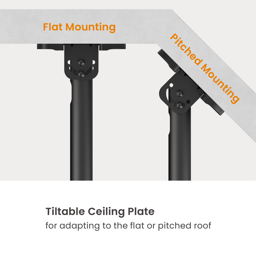 VSYS VCM-CE1546L adjustable ceiling TV mount, front view
