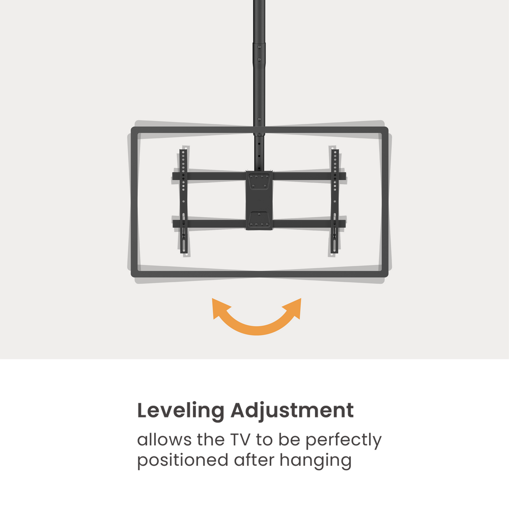 VSYS VCM-CE1546L adjustable ceiling TV mount, front view