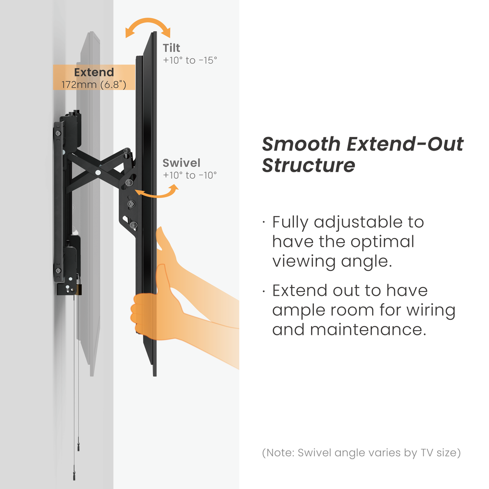 VSYS VS03P-610T pull-out tilt and swivel TV wall mount front view