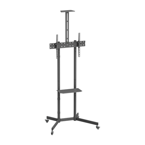 VSYS VTL-1042T economy steel TV cart with camera shelf, front view