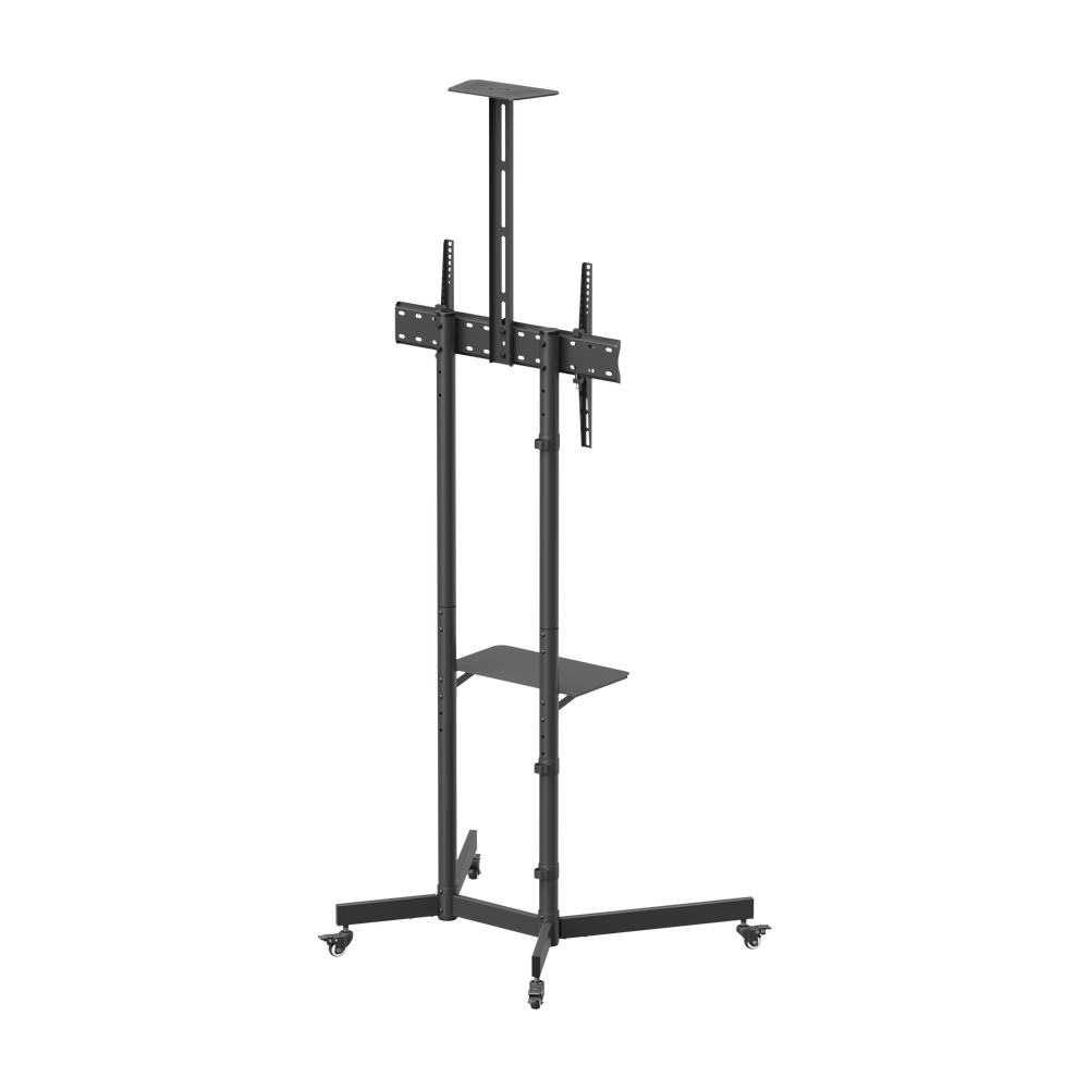 VSYS VTL-1042T economy steel TV cart with camera shelf, front view