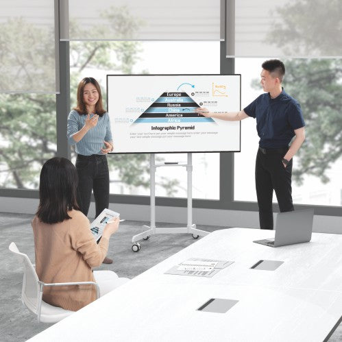 VSYS VTLS11-46TW rotating mobile stand for interactive displays, white finish, front view