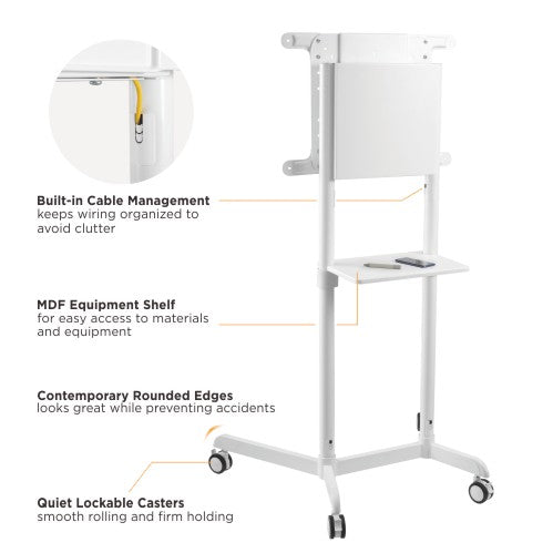 VSYS VTLS11-46TW rotating mobile stand for interactive displays, white finish, front view