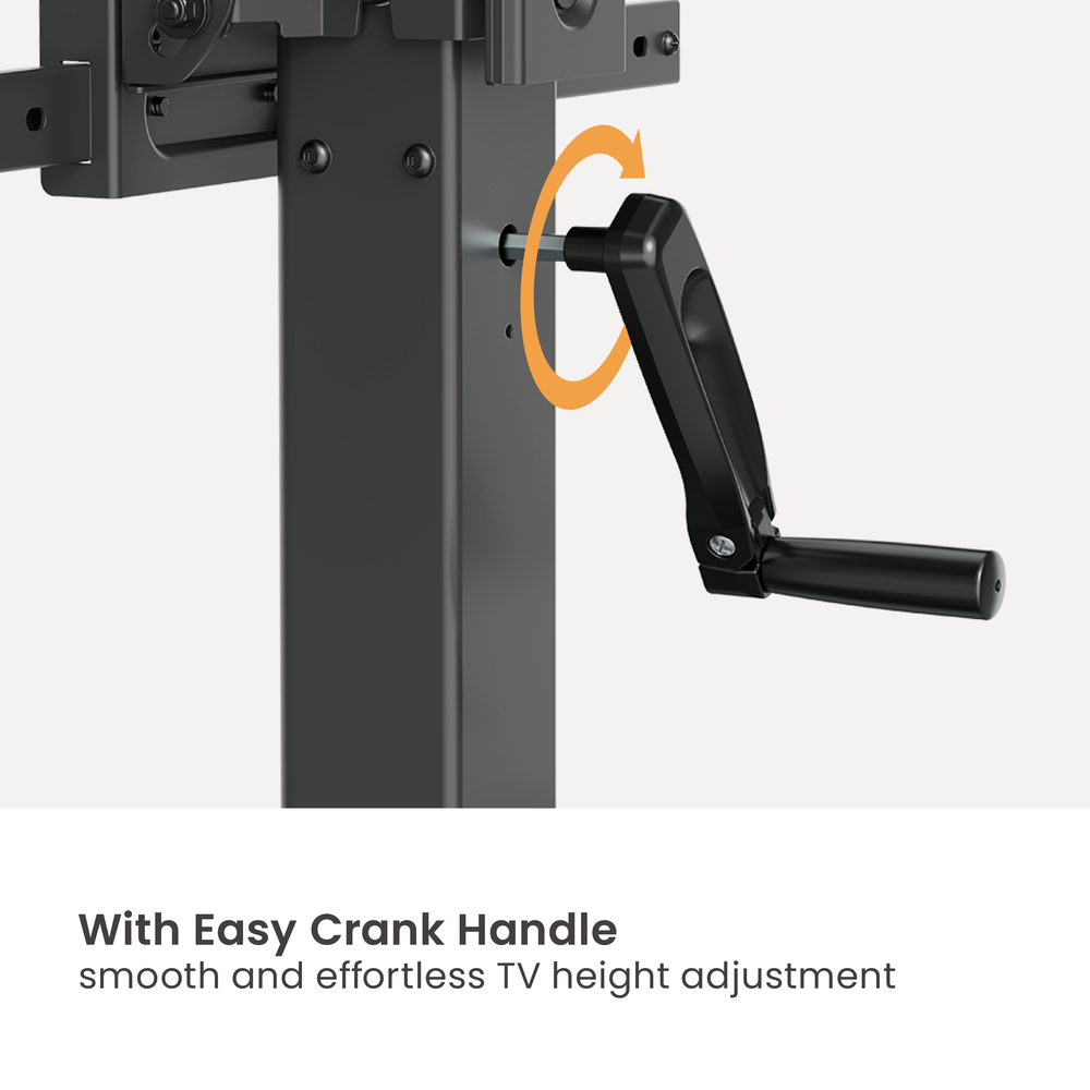 VSYS VTLS17H-46TW crank height-adjustable TV cart, front view