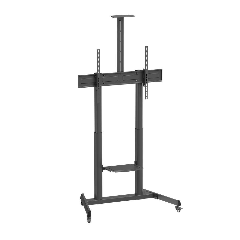 VSYS VTLX17-610TW telescopic mobile TV cart, angled view with display fitted