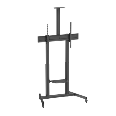 VSYS VTLX17-610TW telescopic mobile TV cart, angled view with display fitted